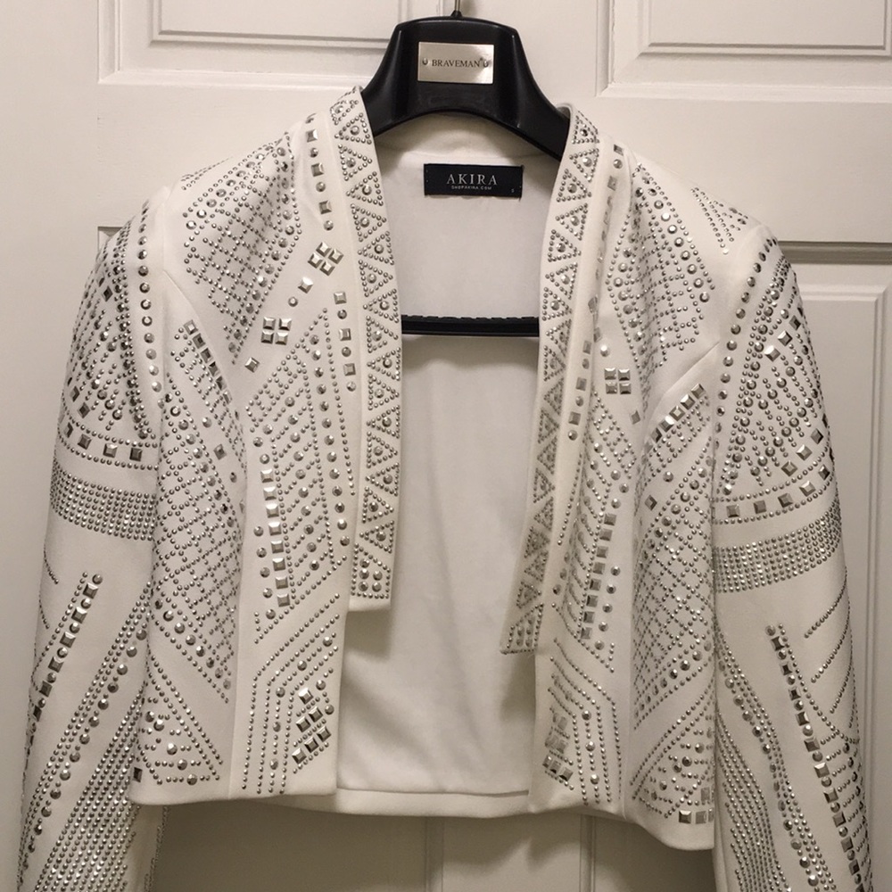 White studded crop jacket
